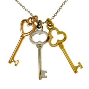 Tiffany’s 3 key- rose gold, gold and silver 16 inch chain